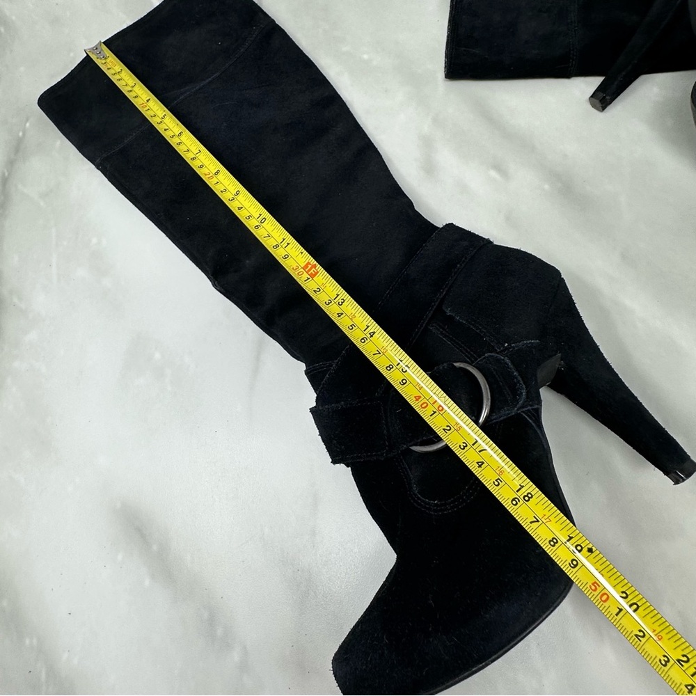 Steve Madden Ballott Black Suede Knee High Boots Almond Toe Size 9 - Picture 9 of 14